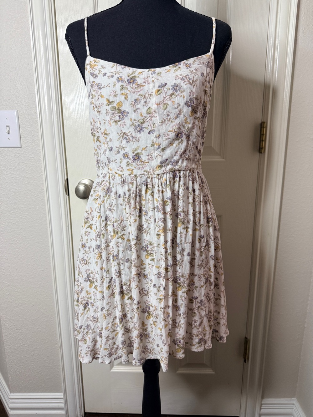 Lucca Couture White Floral Spaghetti Strap Mini Dress